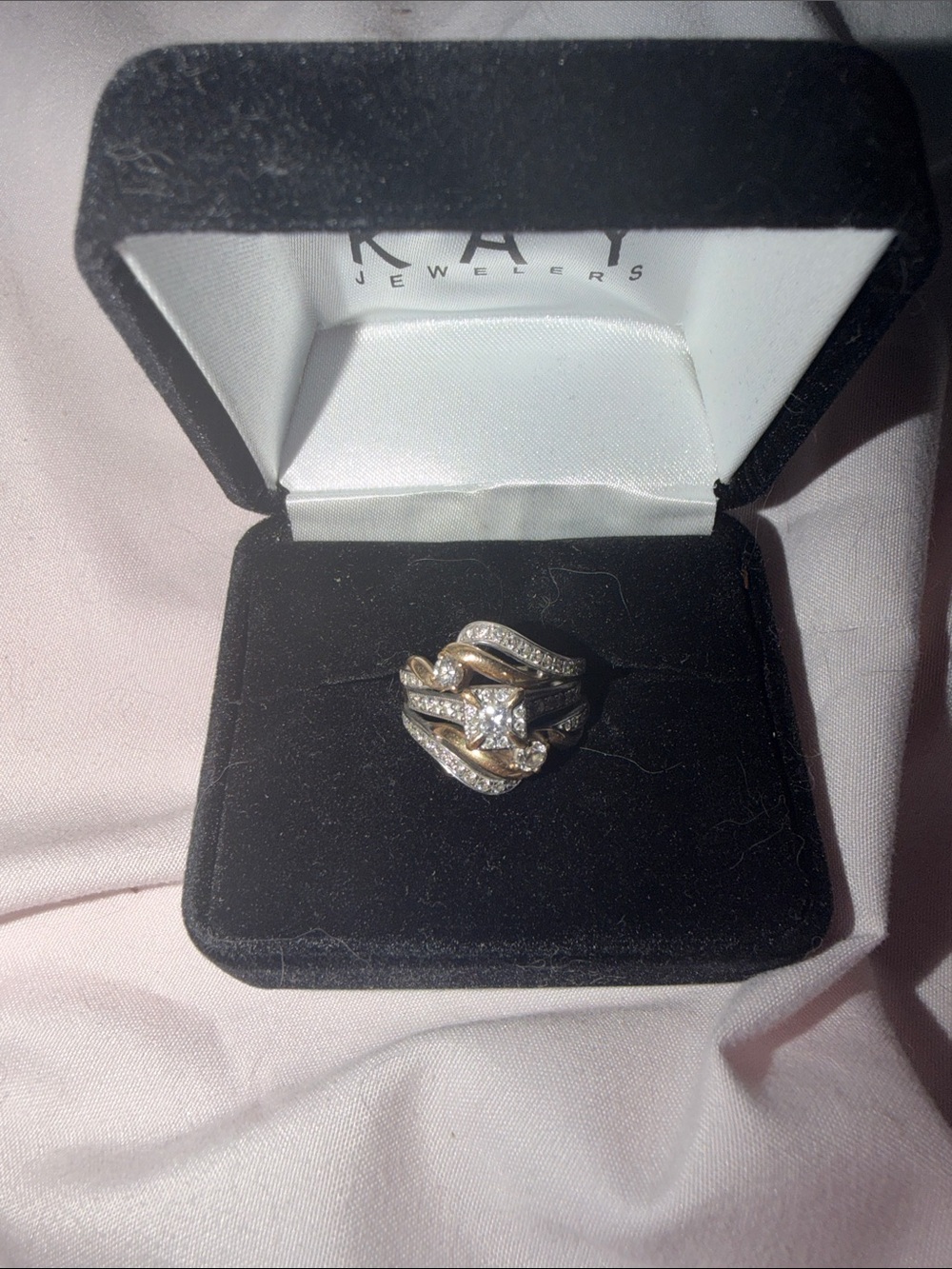 Kay Jewelers Two-Tone Gold and Silver Diamond Cluster Ring